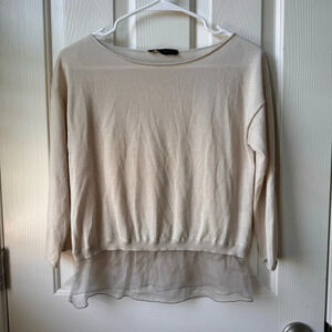 Fabiana Filipppi Cashmere-silk long sleeve knit sweater Beige Neutral XXS